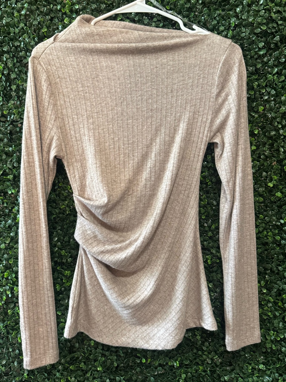 LOFT Heathered Cozy Ribbed Asymmetric
Neck Top - Picture 4 of 8